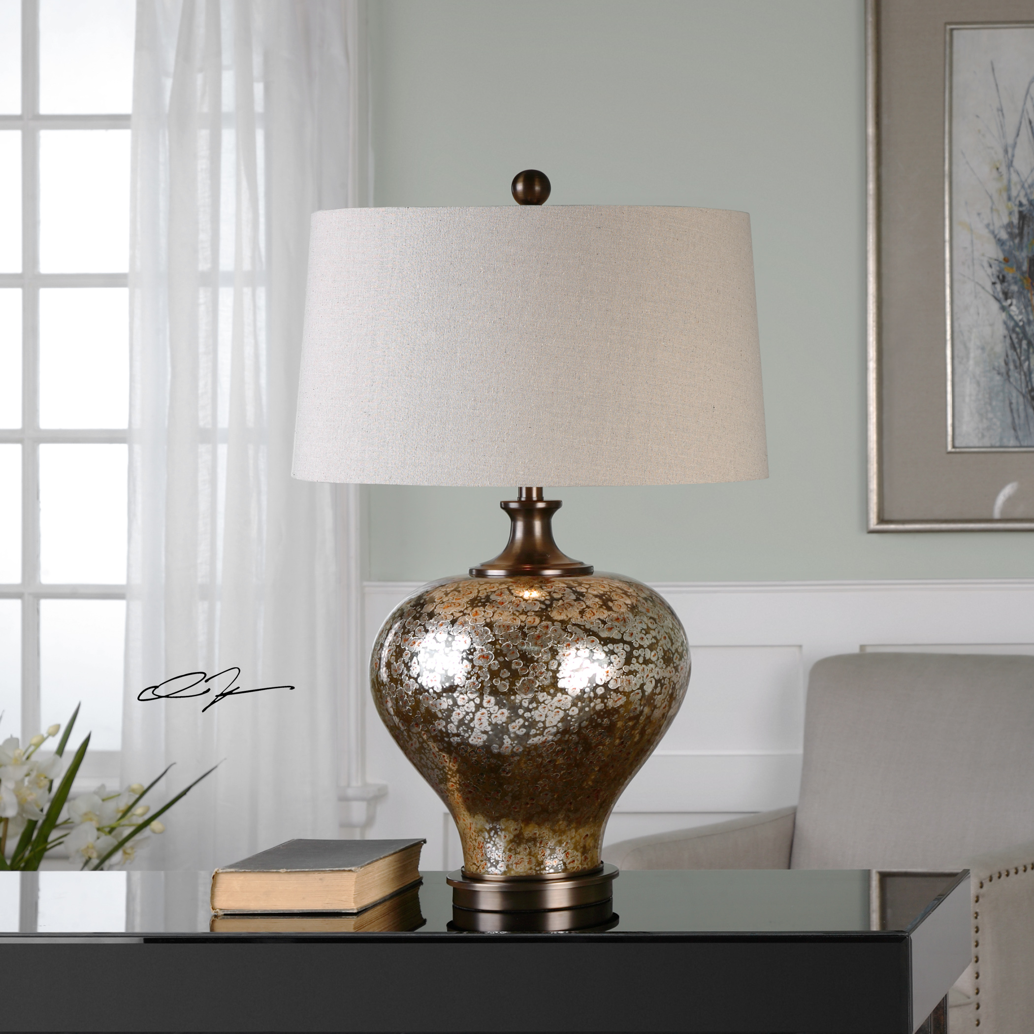 Bronze and cheap glass table lamps